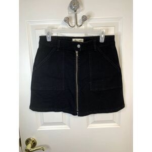 Madewell Black Denim Utility Zip Mini Skirt Size 28
